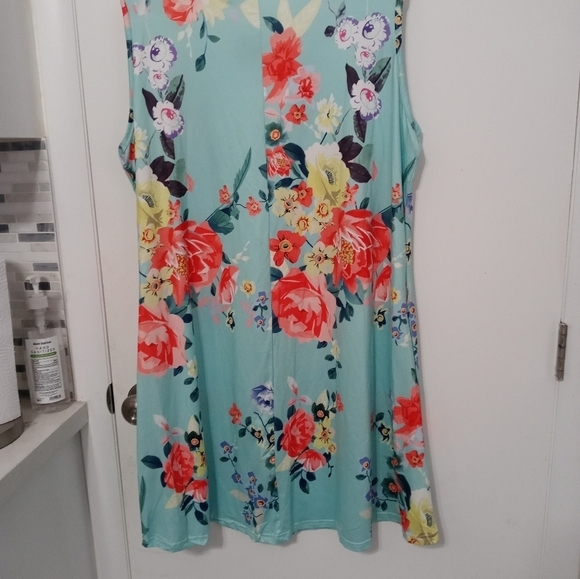 Simple Fun Bold Beautiful Floral Sleeveless Stretch Lounge Style Dress XXL - Picture 10 of 10